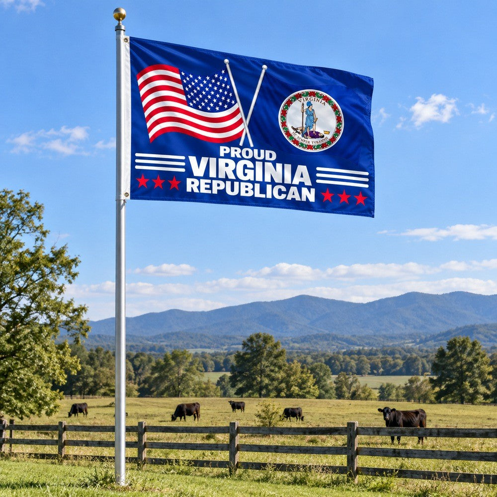 Proud Virginia Republican Flag 3x5 displayed outdoors