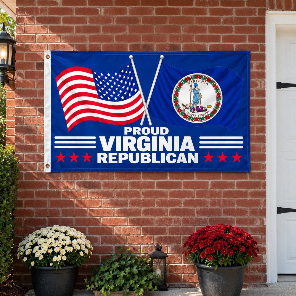 Proud Virginia Republican Flag 3x5 displayed outdoors