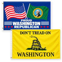 Proud Washington Republican and Don't Tread on Washington Flags 3x5 2-Pack