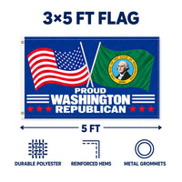 Proud Washington Republican Flag 3x5 features and size details