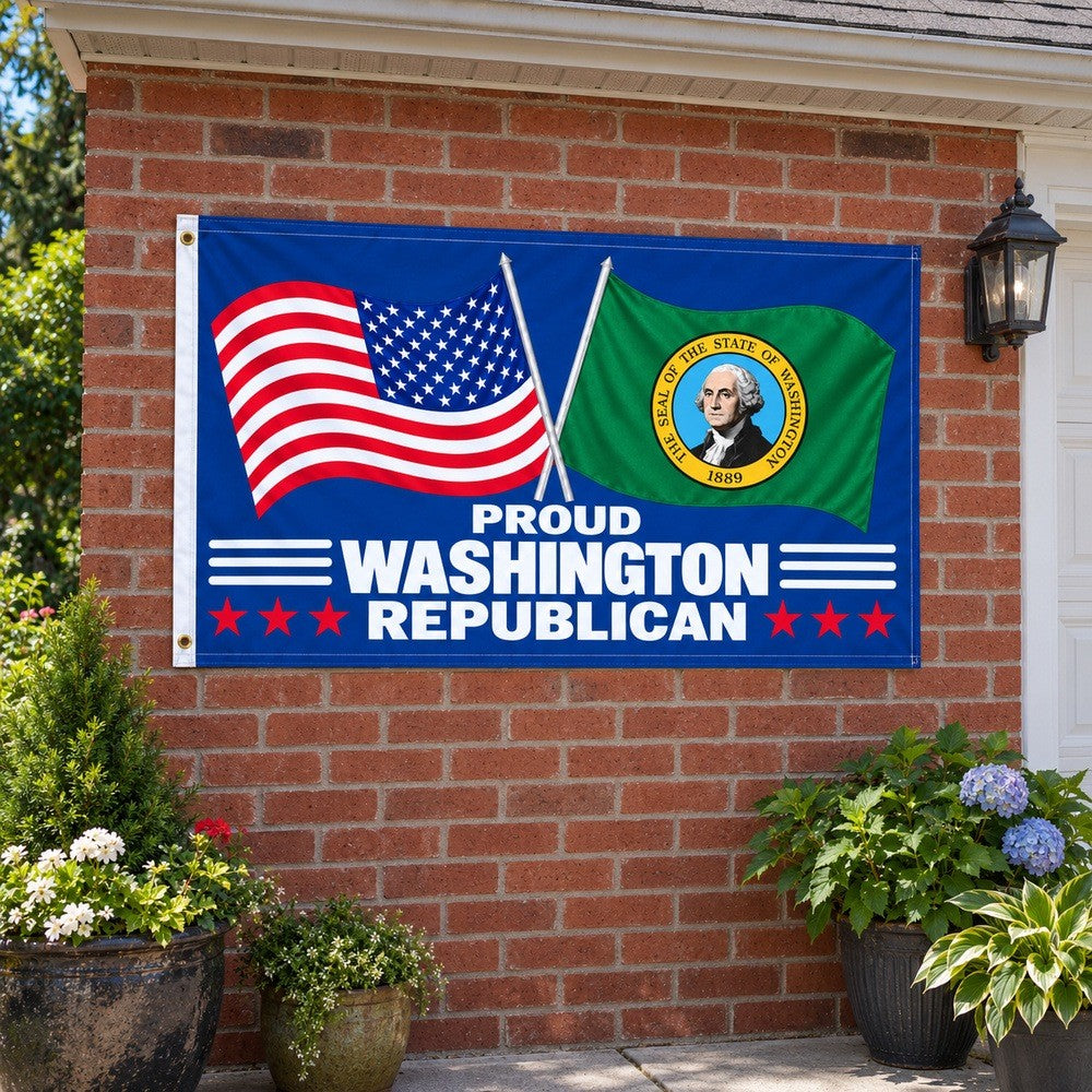 Proud Washington Republican Flag 3x5 displayed outdoors
