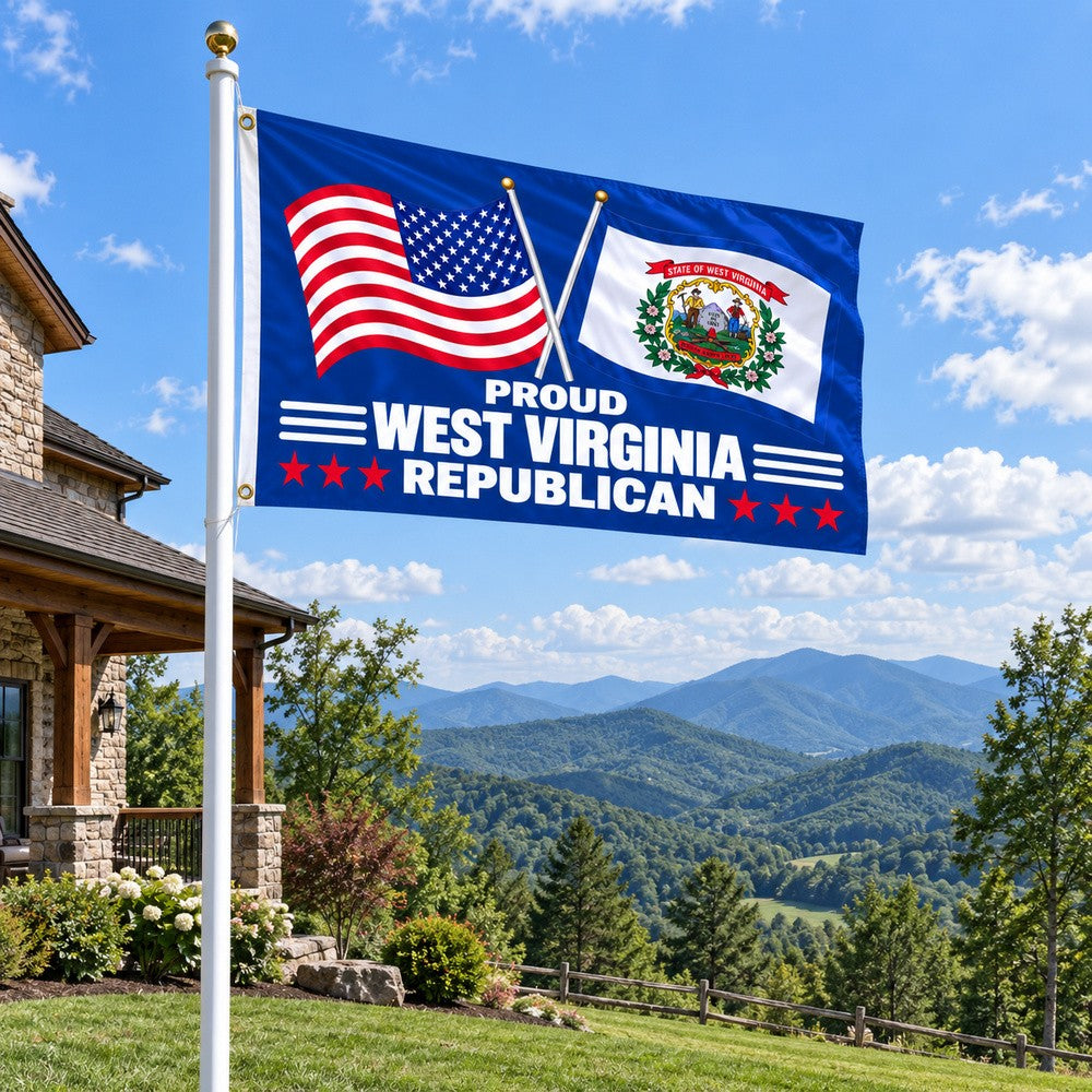 Proud West Virginia Republican Flag 3x5 displayed outdoors