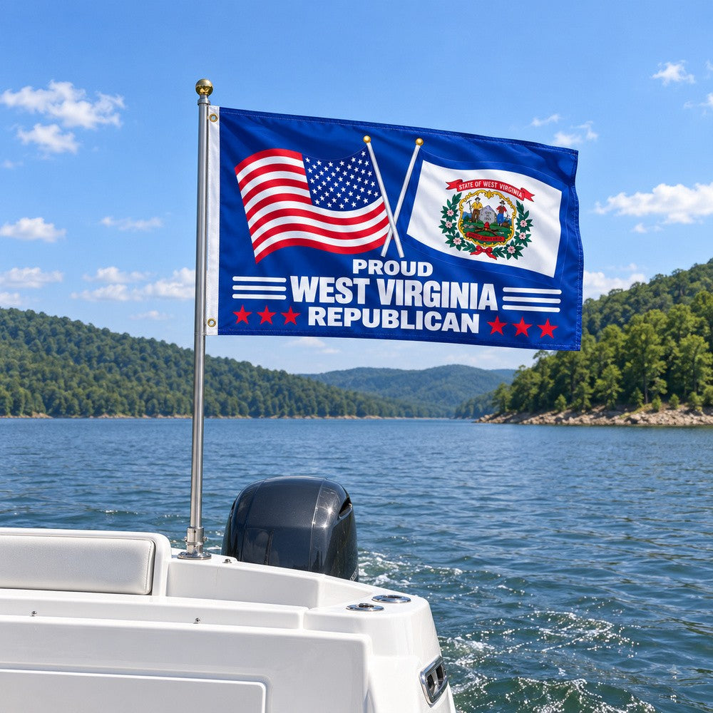 Proud West Virginia Republican Flag 3x5 displayed outdoors