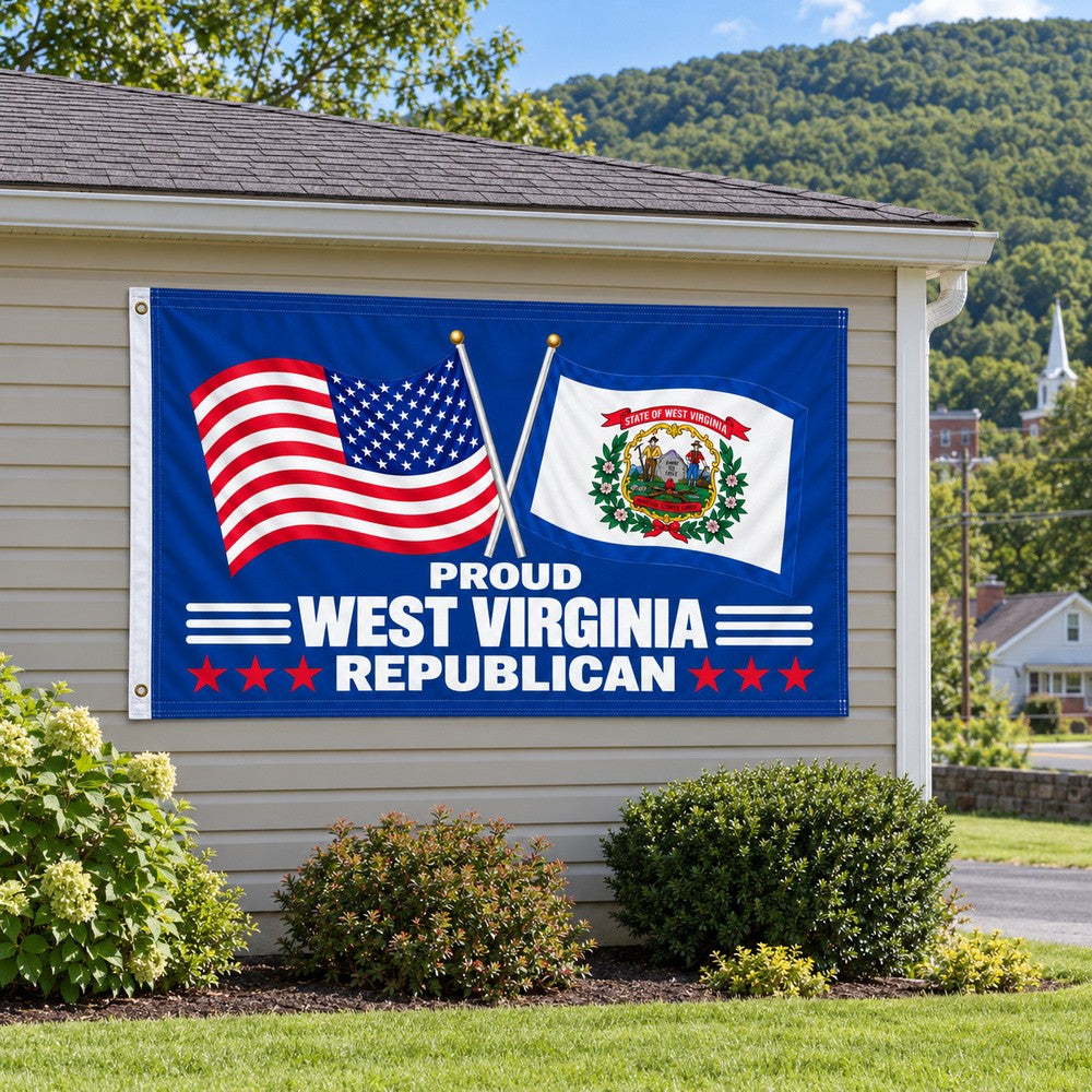 Proud West Virginia Republican Flag 3x5 displayed outdoors