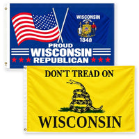 Proud Wisconsin Republican and Don't Tread on Wisconsin Flags 3x5 2-Pack