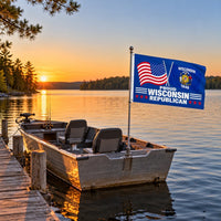 Proud Wisconsin Republican Flag 3x5 displayed outdoors