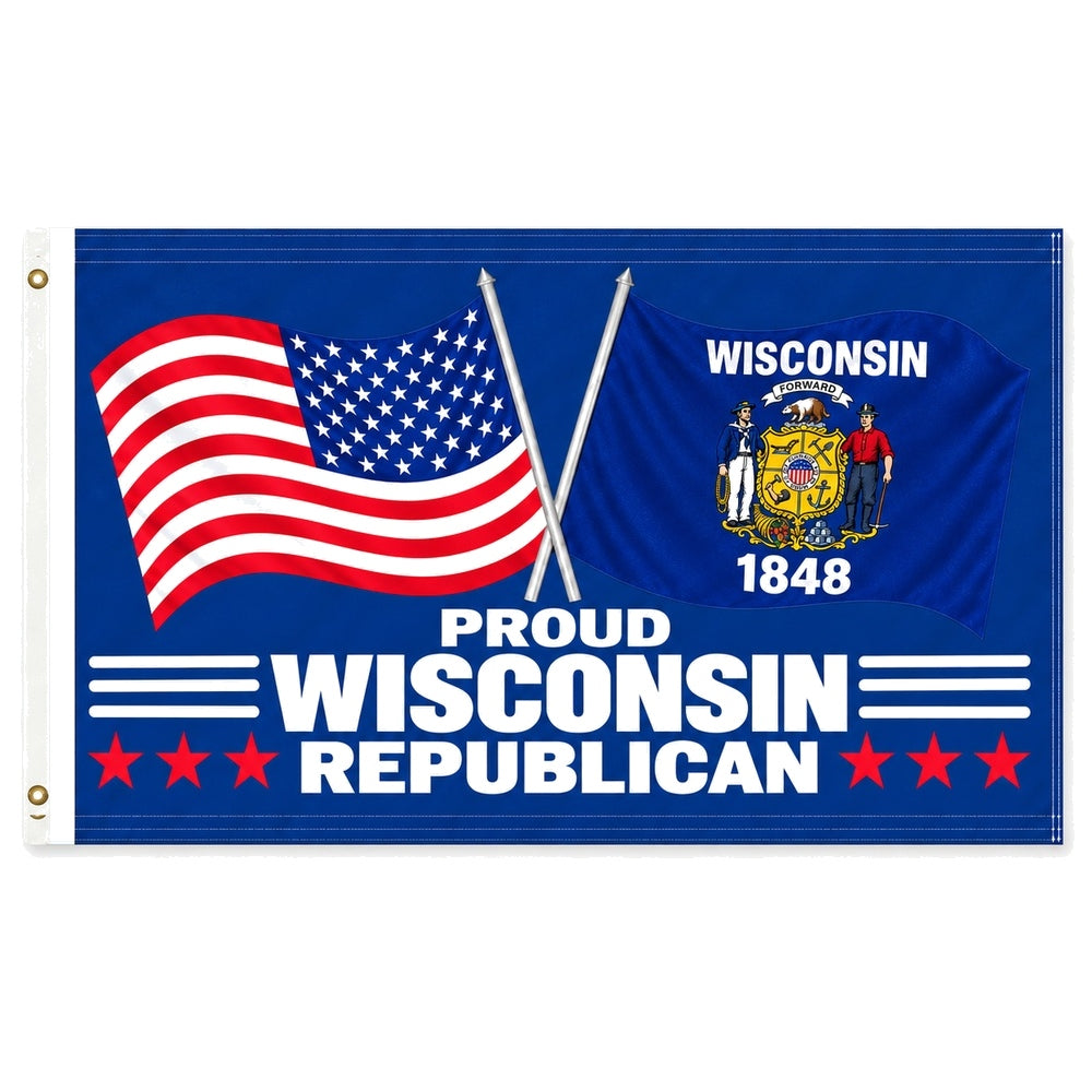 Proud Wisconsin Republican Flag 3x5
