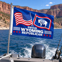 Proud Wyoming Republican Flag 3x5 displayed outdoors