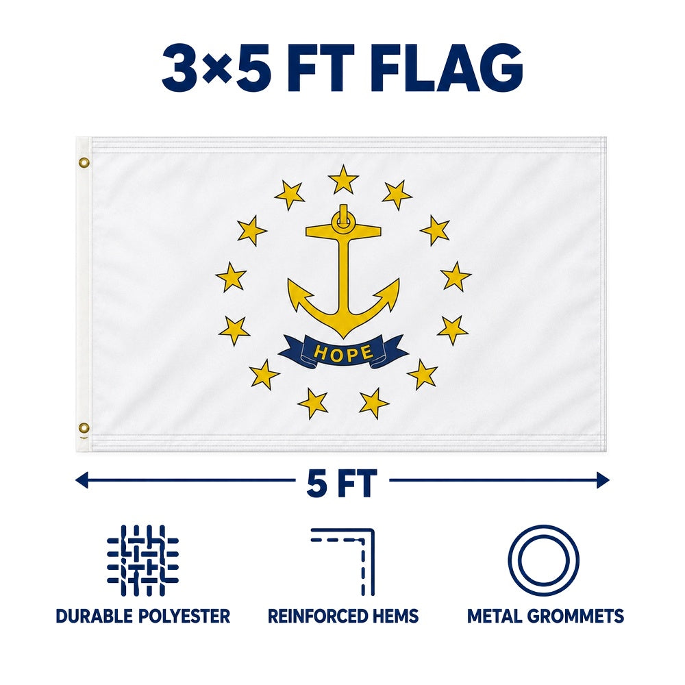 Rhode Island State Flag 3x5 features and size details