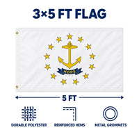 Rhode Island State Flag 3x5 features and size details