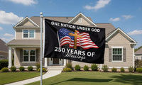 5x3 Ft One Nation Under God Flag - America 250th Anniversary 1776-2026 Patriotic Banner with Cross & American Flag Design | Semiquincentennial Celebration
