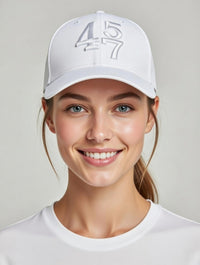 45-47 Presidential Legacy Hat - White Embroidered Baseball Cap | 45th & 47th President Commemorative