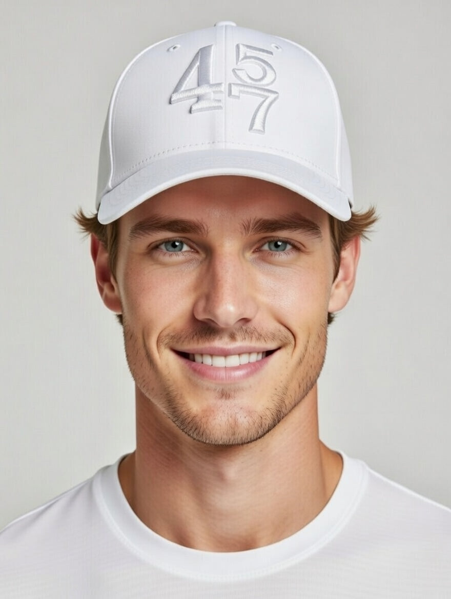 45-47 Presidential Legacy Hat - White Embroidered Baseball Cap | 45th & 47th President Commemorative