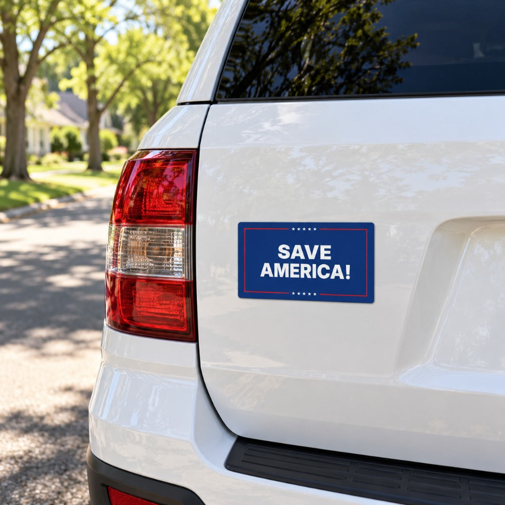 Save America Magnet 3x5 inch on a vehicle