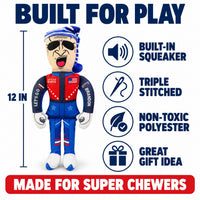 Built for play: 12 inch plush toys with squeakers and triple stitching