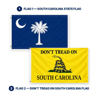 South Carolina State Flag and Don't Tread on South Carolina Flag 3x5 2-Pack features and size details