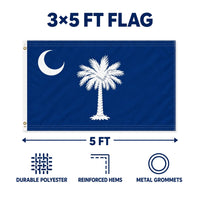 South Carolina State Flag 3x5 features and size details