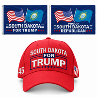 South Dakota Hat + 2 Flags Bundle: embroidered red South Dakota hat, South Dakota 3x5 flag and Proud South Dakota Republican 3x5 flag