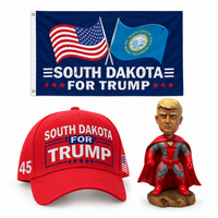 South Dakota Patriot Bundle: South Dakota 3x5 flag, embroidered red South Dakota hat and 8 inch superhero bobblehead