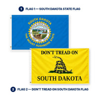 South Dakota State Flag and Don't Tread on South Dakota Flag 3x5 2-Pack features and size details