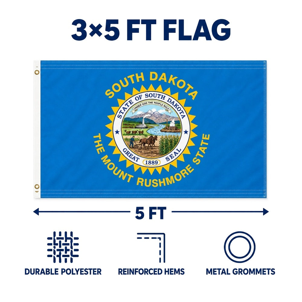 South Dakota State Flag 3x5 features and size details