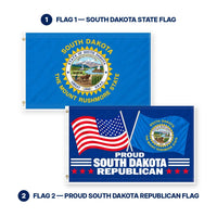 South Dakota State Flag and Proud South Dakota Republican Flag 3x5 2-Pack features and size details