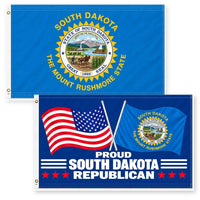South Dakota State Flag and Proud South Dakota Republican Flag 3x5 2-Pack