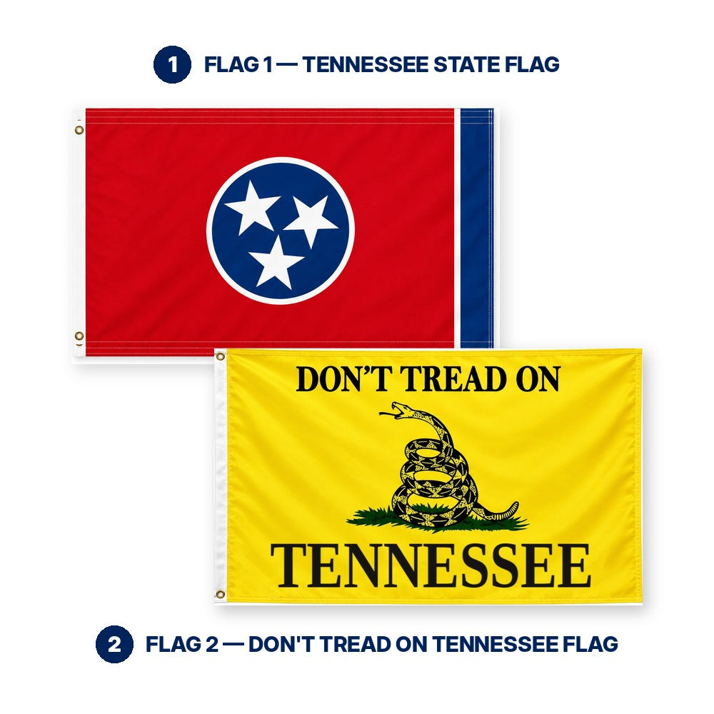 Tennessee State Flag and Don't Tread on Tennessee Flag 3x5 2-Pack features and size details