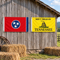 Tennessee State Flag and Don't Tread on Tennessee Flag 3x5 2-Pack displayed outdoors