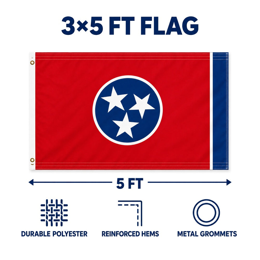 Tennessee State Flag 3x5 features and size details