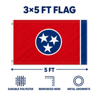 Tennessee State Flag 3x5 features and size details
