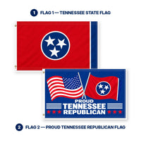 Tennessee State Flag and Proud Tennessee Republican Flag 3x5 2-Pack features and size details
