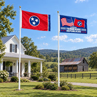 Tennessee State Flag and Proud Tennessee Republican Flag 3x5 2-Pack displayed outdoors