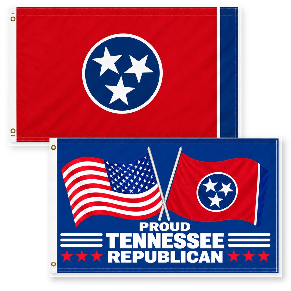 Tennessee State Flag and Proud Tennessee Republican Flag 3x5 2-Pack
