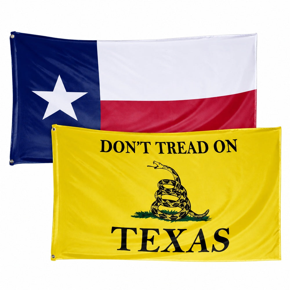 Texas State Flag and Don't Tread on Texas Flag 3x5 2-Pack