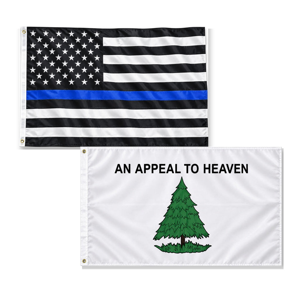 Thin Blue Line and Appeal to Heaven Flags 3x5 2-Pack