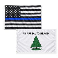 Thin Blue Line and Appeal to Heaven Flags 3x5 2-Pack