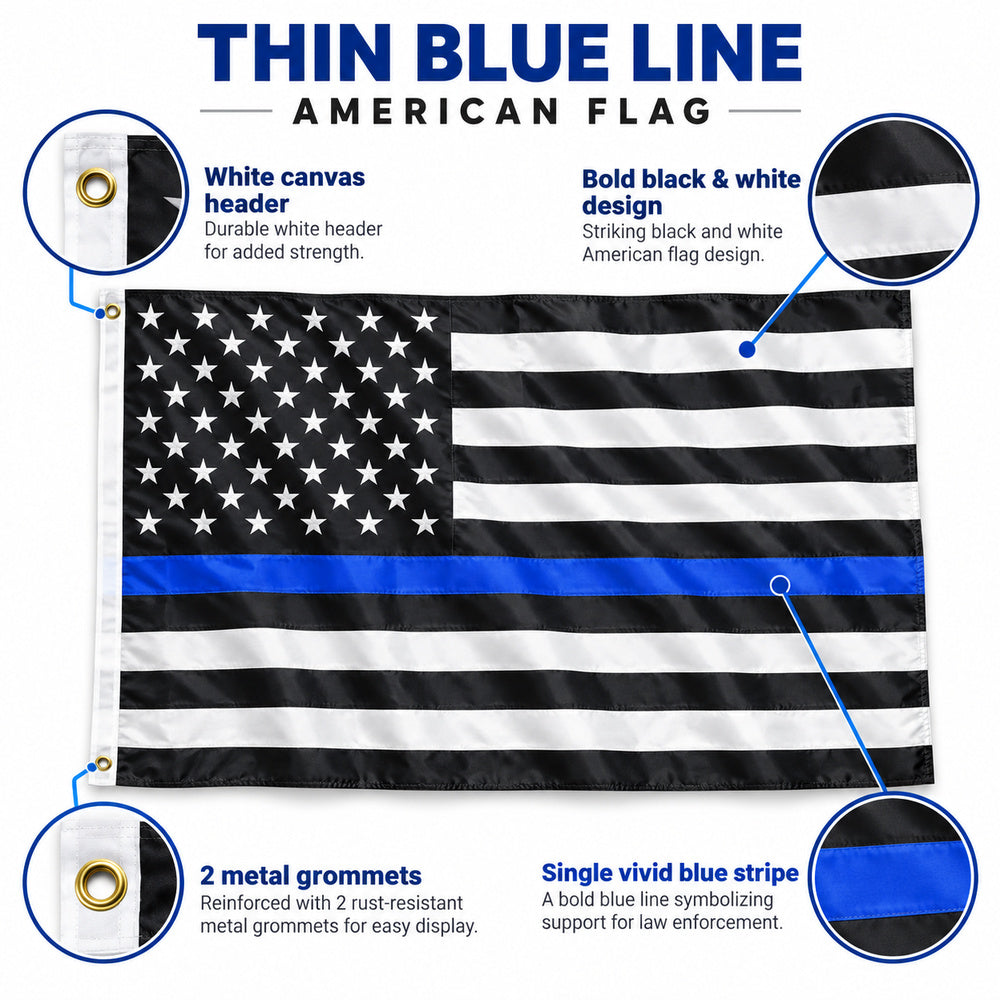Thin Blue Line American Flag 3x5 features and size details