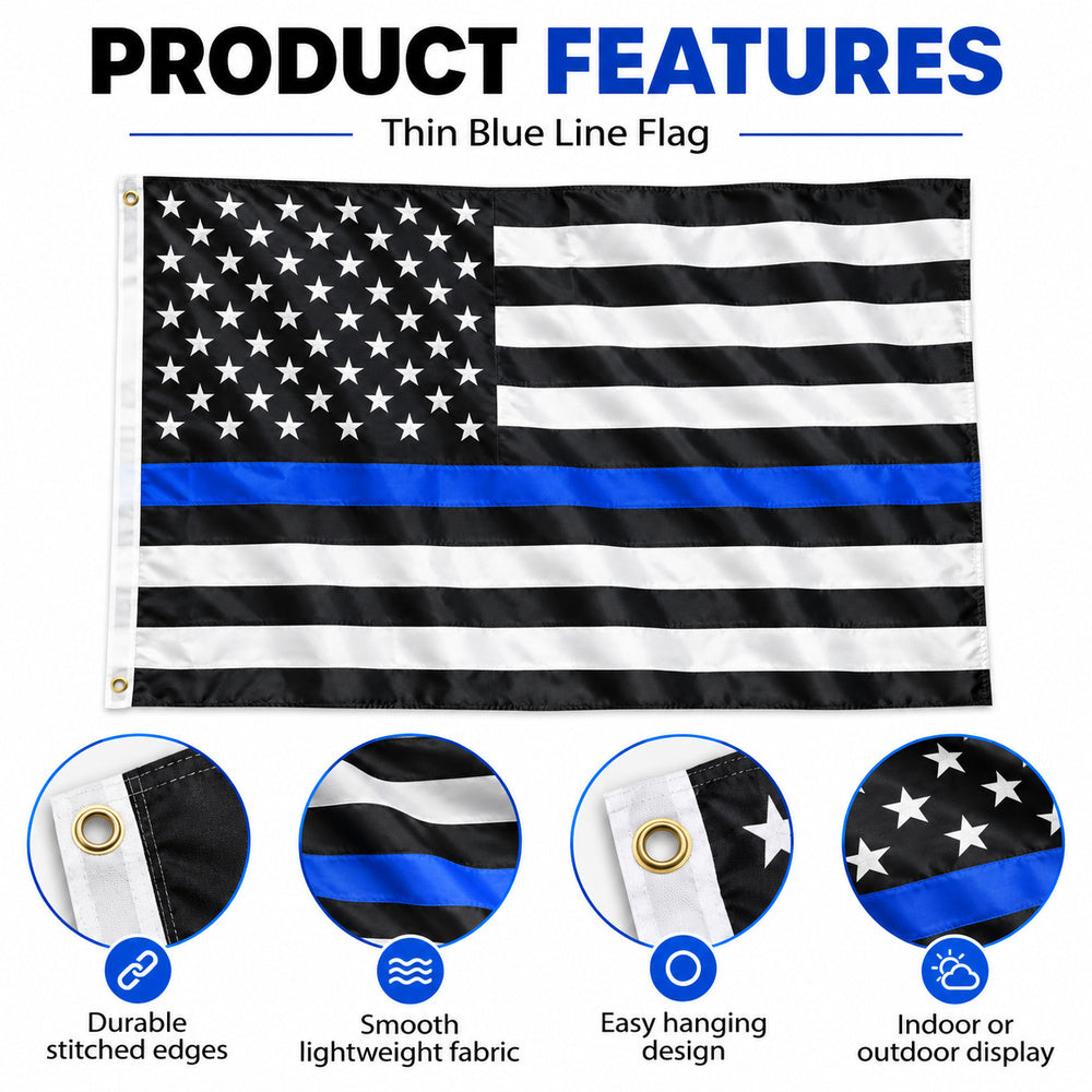 Thin Blue Line American Flag 3x5 features and size details
