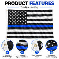 Thin Blue Line American Flag 3x5 features and size details
