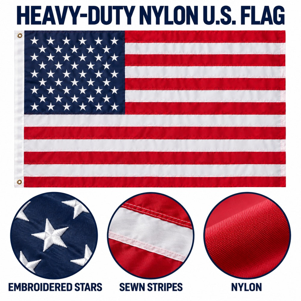 Heavy Duty American Flag and Don't Tread on Texas Flag 3x5 2-Pack features and size details