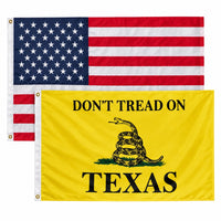 Heavy Duty American Flag and Don't Tread on Texas Flag 3x5 2-Pack