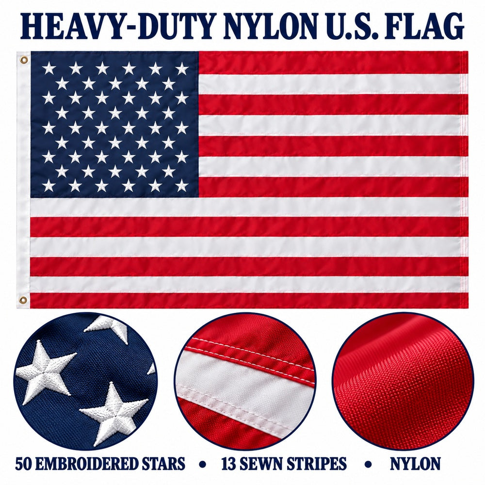 Heavy Duty American Flag and Proud Texas Republican Flag 3x5 2-Pack features and size details
