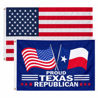 Heavy Duty American Flag and Proud Texas Republican Flag 3x5 2-Pack