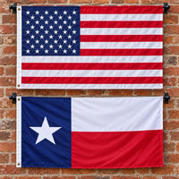 Heavy Duty American Flag and Texas State Flag 3x5 2-Pack displayed outdoors