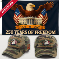 Camouflage Eagle Hat + Eagle & White House Flag - USA 250th Eagle Hat & Flag Bundle