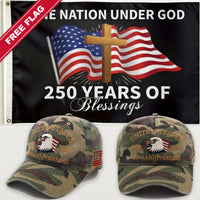 Camouflage Eagle Hat + One Nation Under God Flag - USA 250th Eagle Hat & Flag Bundle