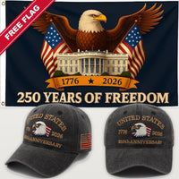 Distressed Charcoal Eagle Hat + Eagle & White House Flag - USA 250th Eagle Hat & Flag Bundle