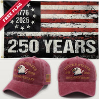 Maroon Eagle Hat + 250 Years Distressed Flag - USA 250th Eagle Hat & Flag Bundle