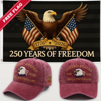 Maroon Eagle Hat + Black Eagle 250 Years of Freedom Flag - USA 250th Eagle Hat & Flag Bundle